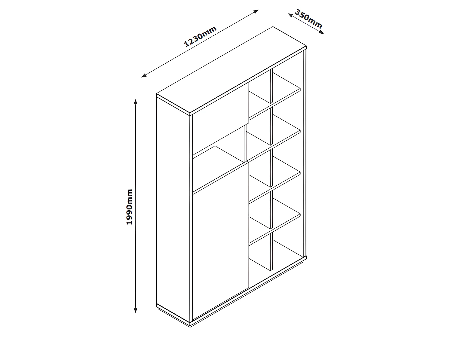 Bibliothèque H.199 cm 2 portes décor chêne et blanc laqué - ETHEL