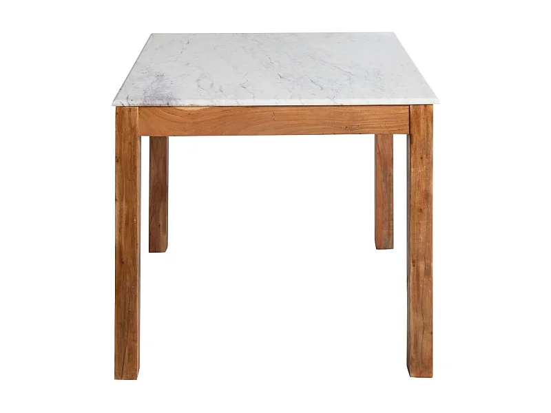 Table à manger carrée en bois d'acacia et marbre Arthuro