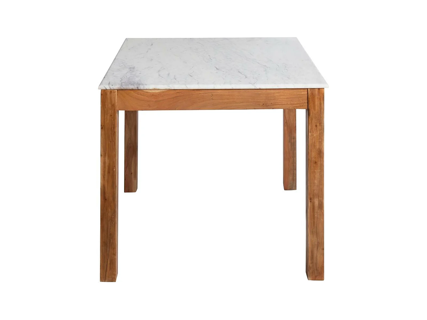 Table à manger carrée en bois d'acacia et marbre Arthuro