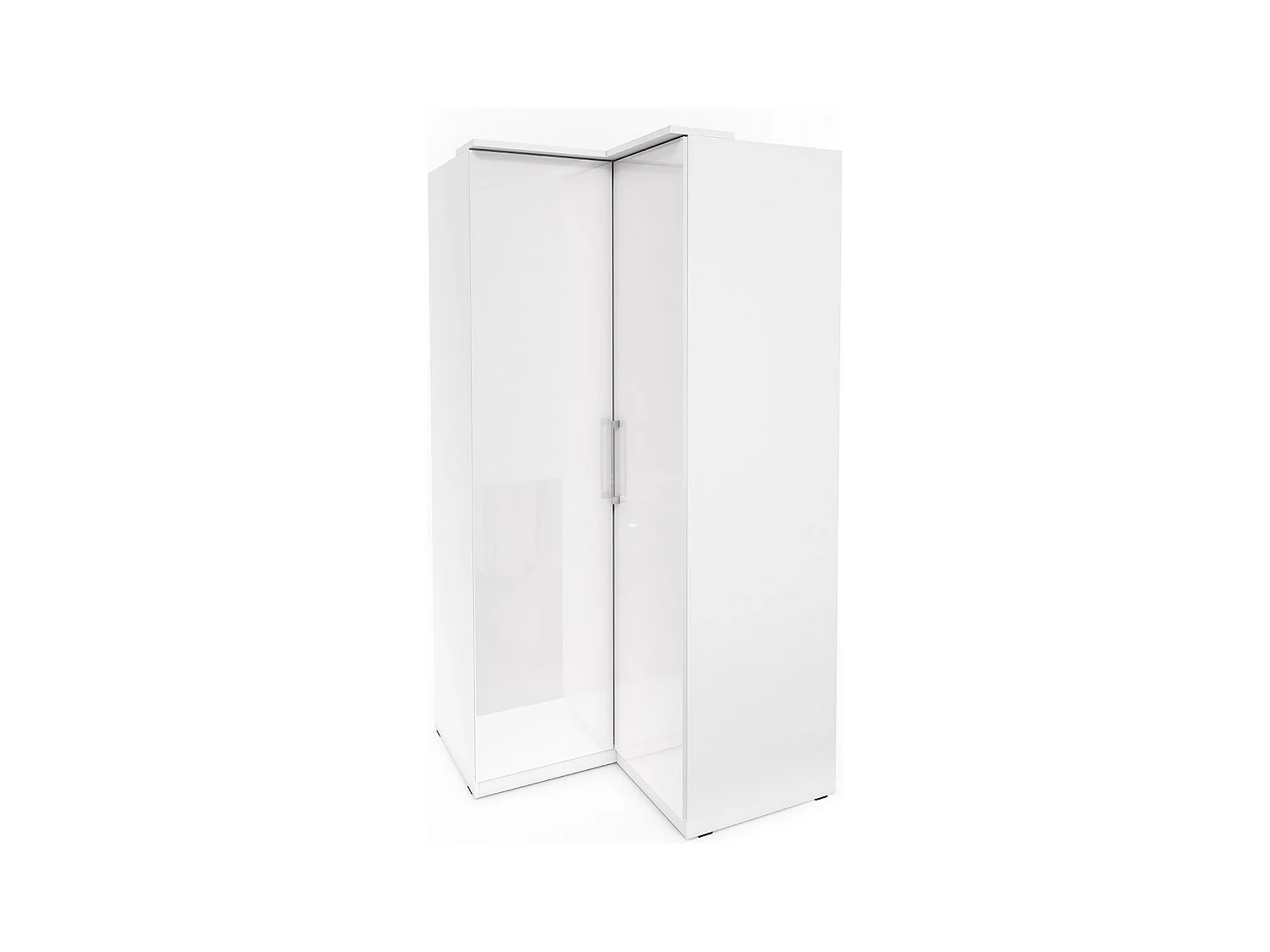 Armadio ad angolo per cabina armadio collezione MODULO colore bianco con LED inclusi.