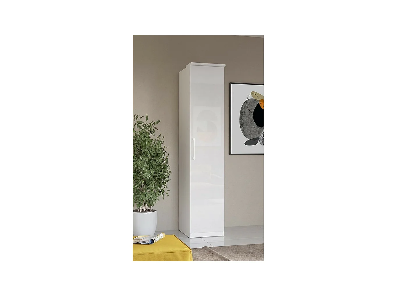 Armario de 1 puerta para vestidor colección MODULO color blanco con LED incluidos.