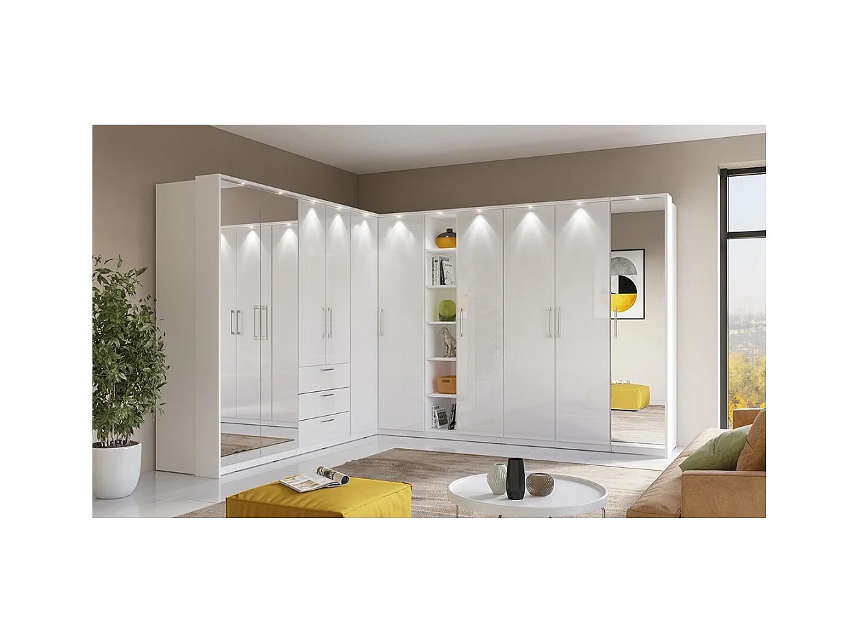 Armario de 1 puerta para vestidor colección MODULO color blanco con LED incluidos.