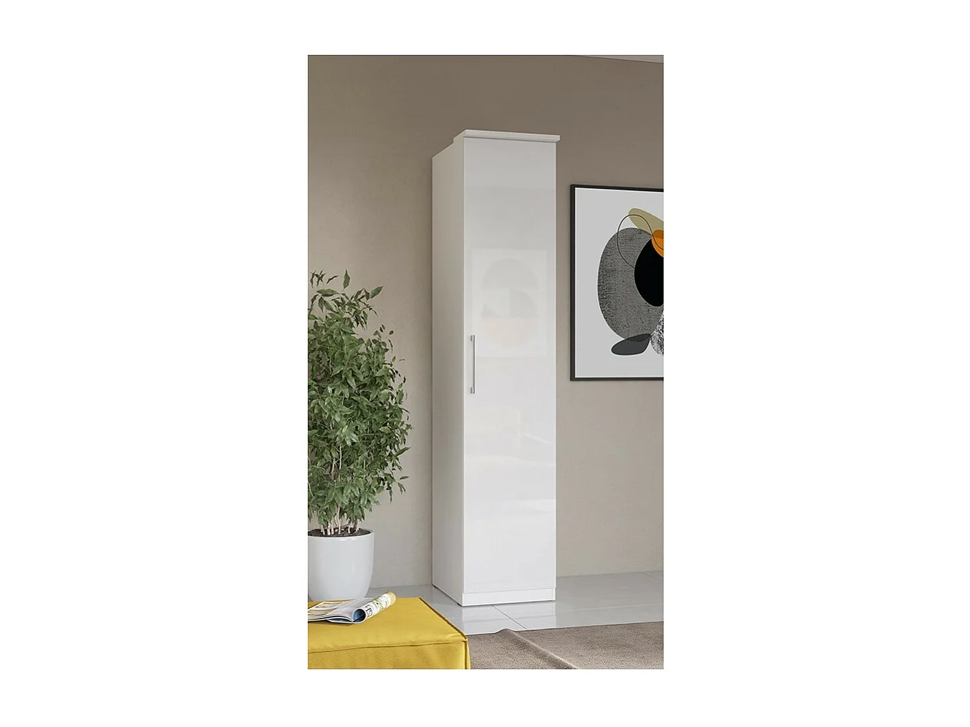 Armoire 1 porte pour dressing collection MODULO coloris blanc avec LED incluses.