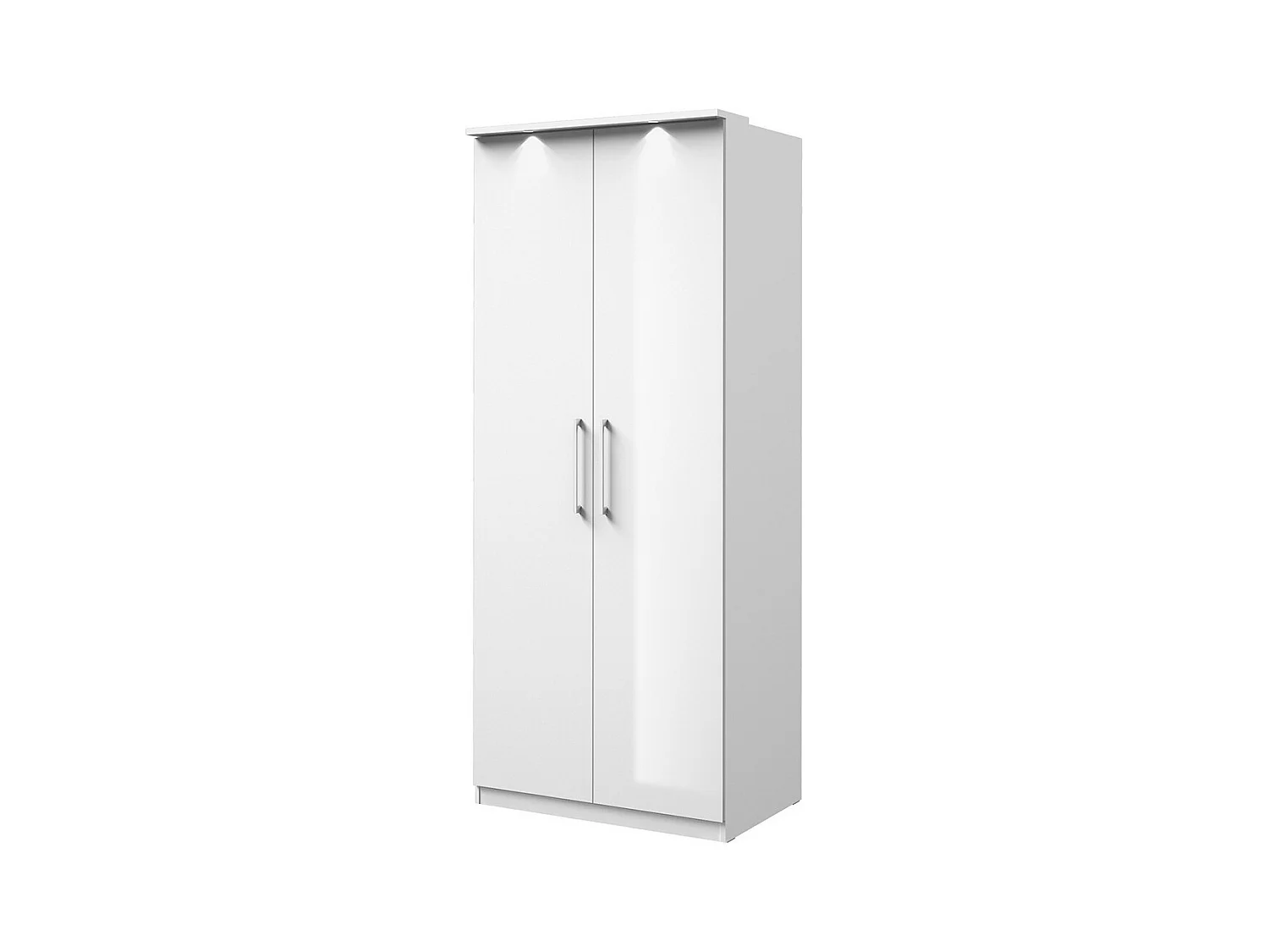 Armoire 2 portes pour dressing collection MODULO coloris blanc avec LED et pack 3 étagères inclus.