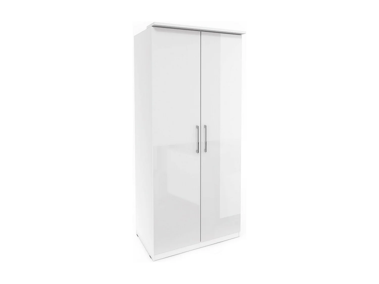 Kledingkast met 2 deuren uit de MODULO collectie, kleur wit met LED-verlichting en inclusief een set van 3 planken.