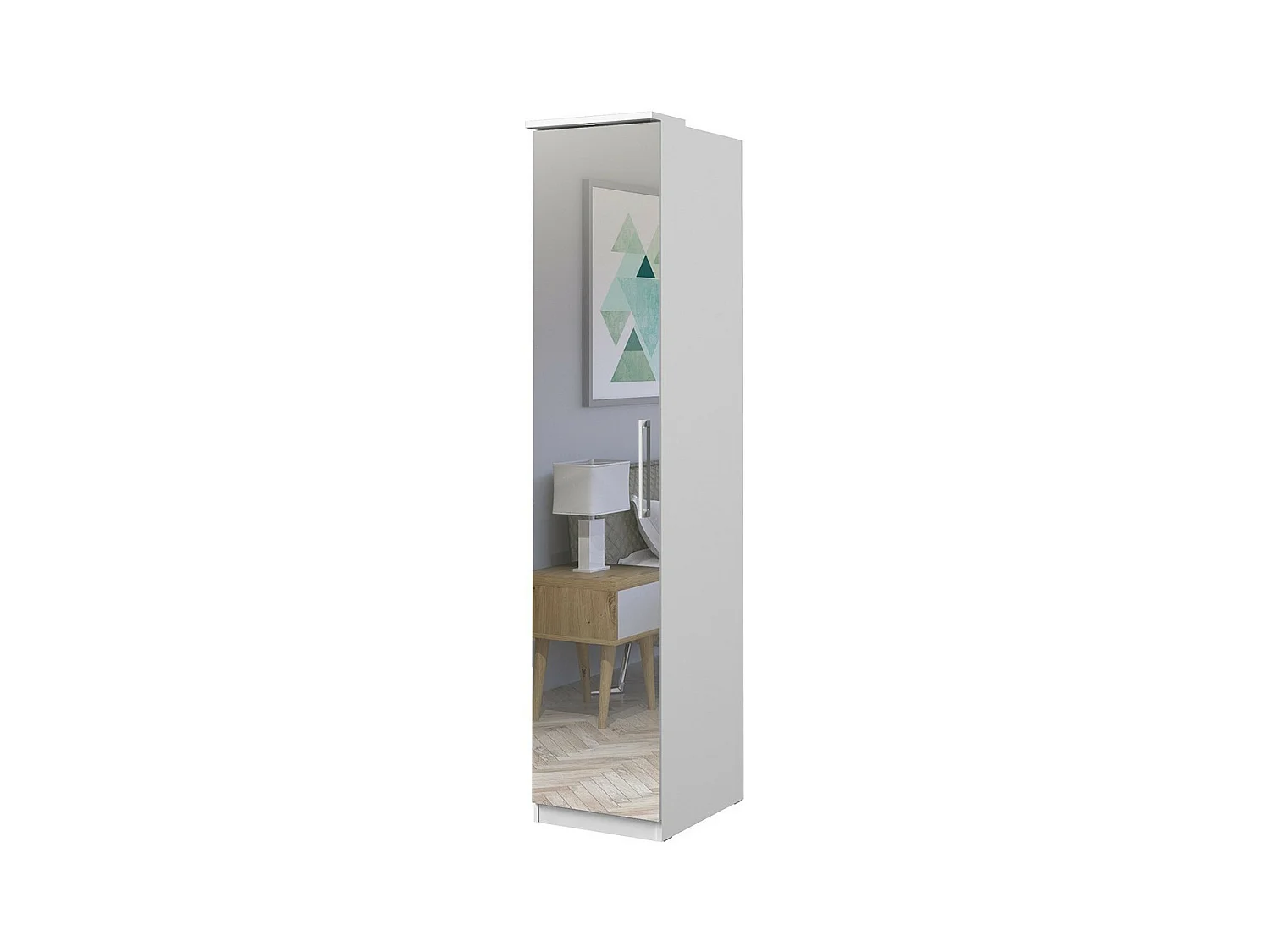 Armoire 1 porte avec miroir pour dressing collection MODULO coloris blanc avec LED incluses.