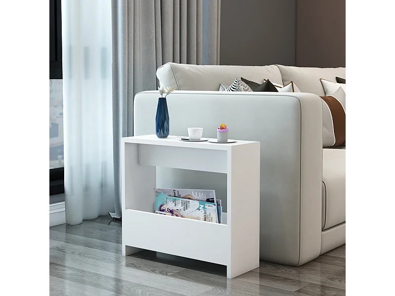 Table d'appoint rectangulaire Rødovre avec porte-revues 60 x 55 x 20 cm blanc [en.casa]