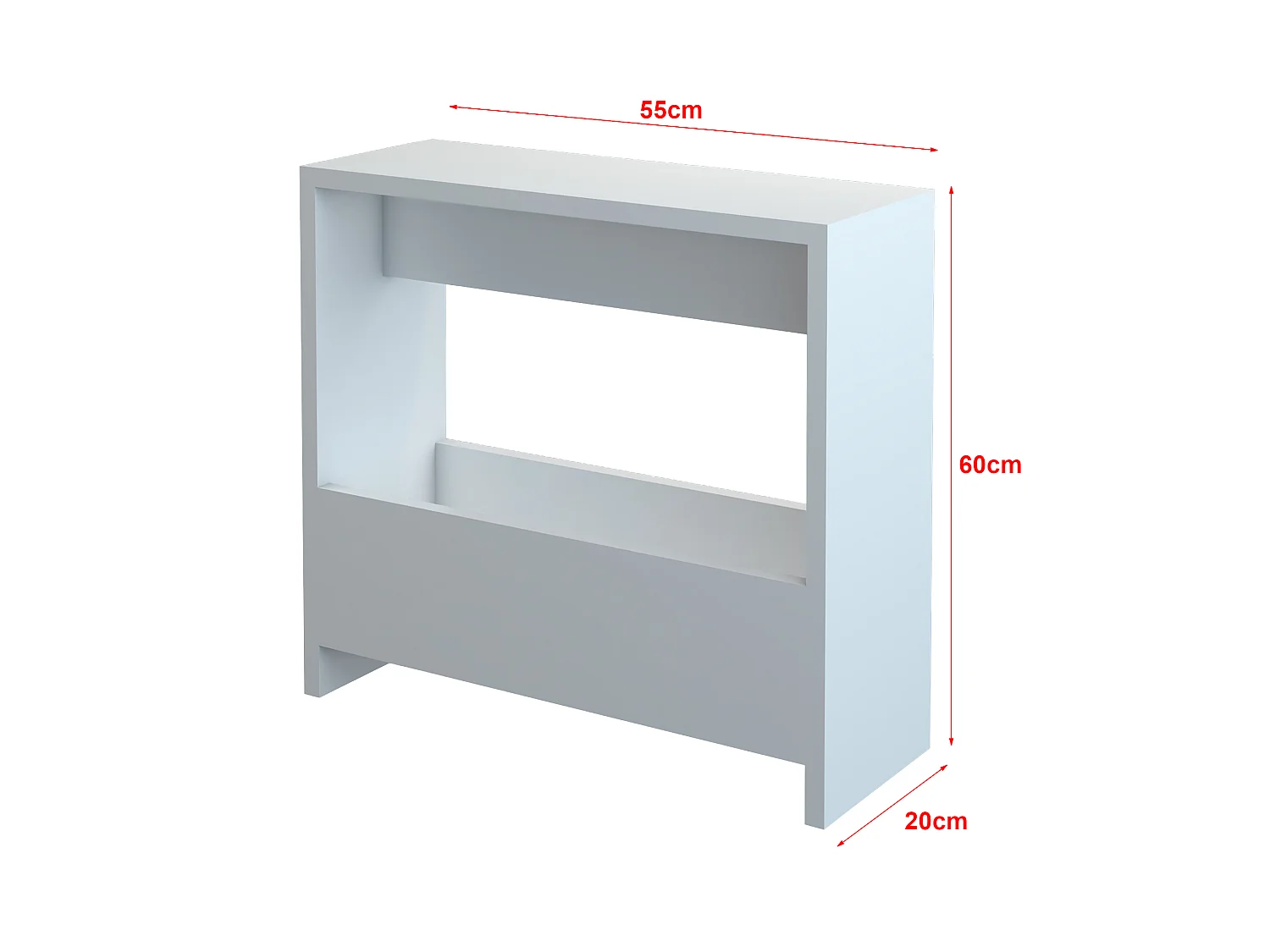 Table d'appoint rectangulaire Rødovre avec porte-revues 60 x 55 x 20 cm blanc [en.casa]