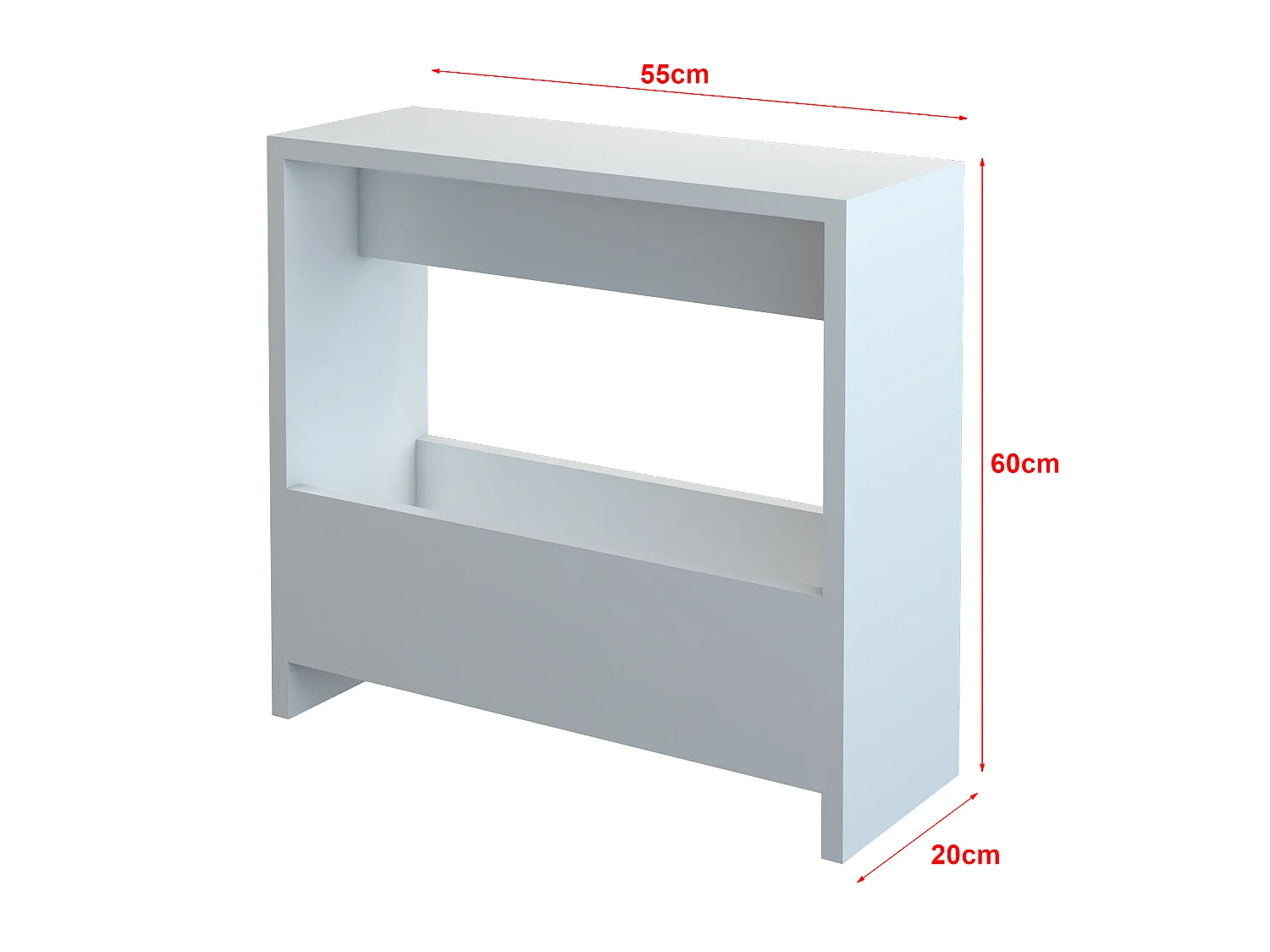 Table d'appoint rectangulaire Rødovre avec porte-revues 60 x 55 x 20 cm blanc [en.casa]