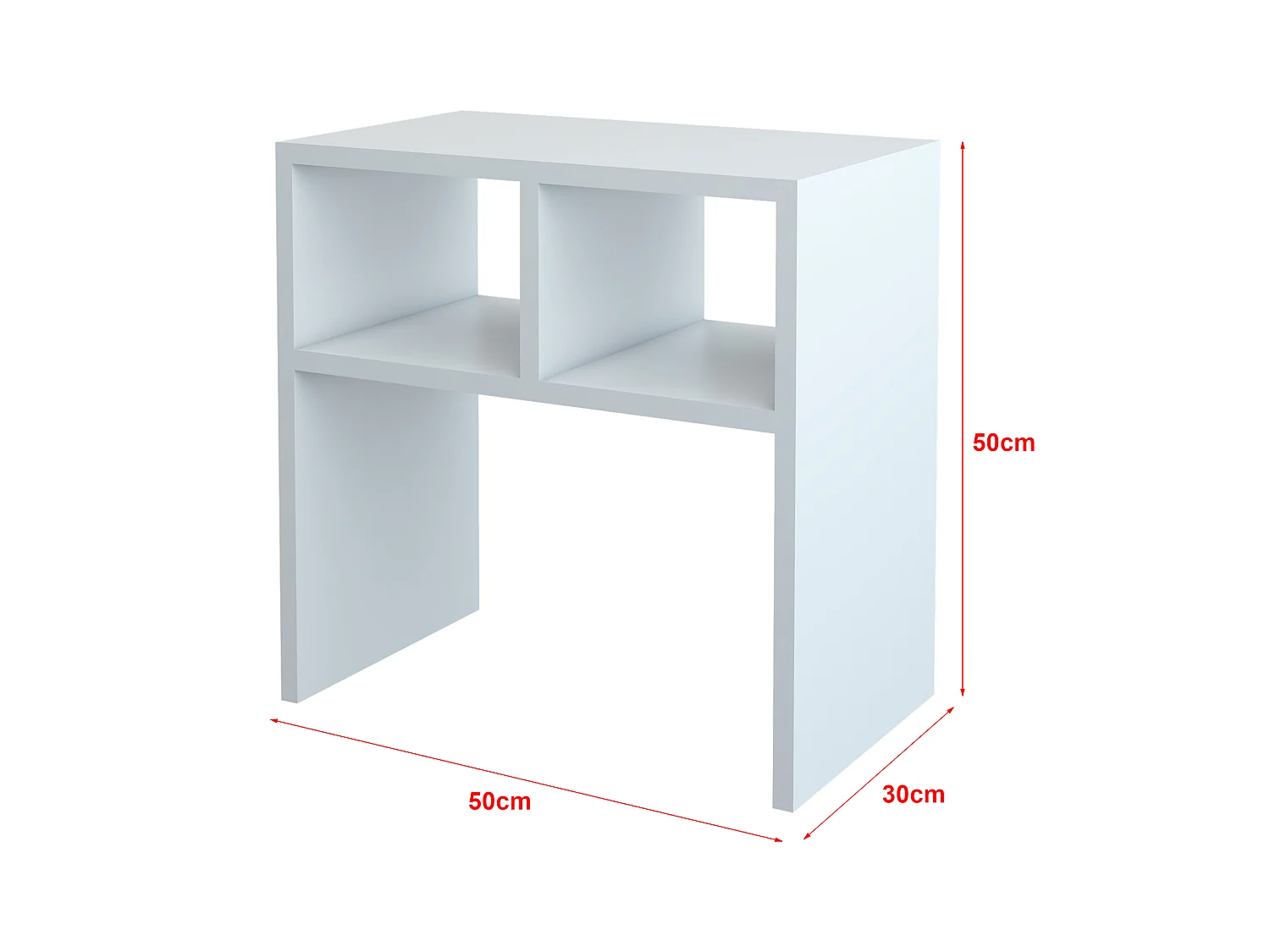Table d'appoint rectangualire Ravnsborg avec 2 compartiments de stockage 50 x 50 x 30 cm blanc [en.casa]
