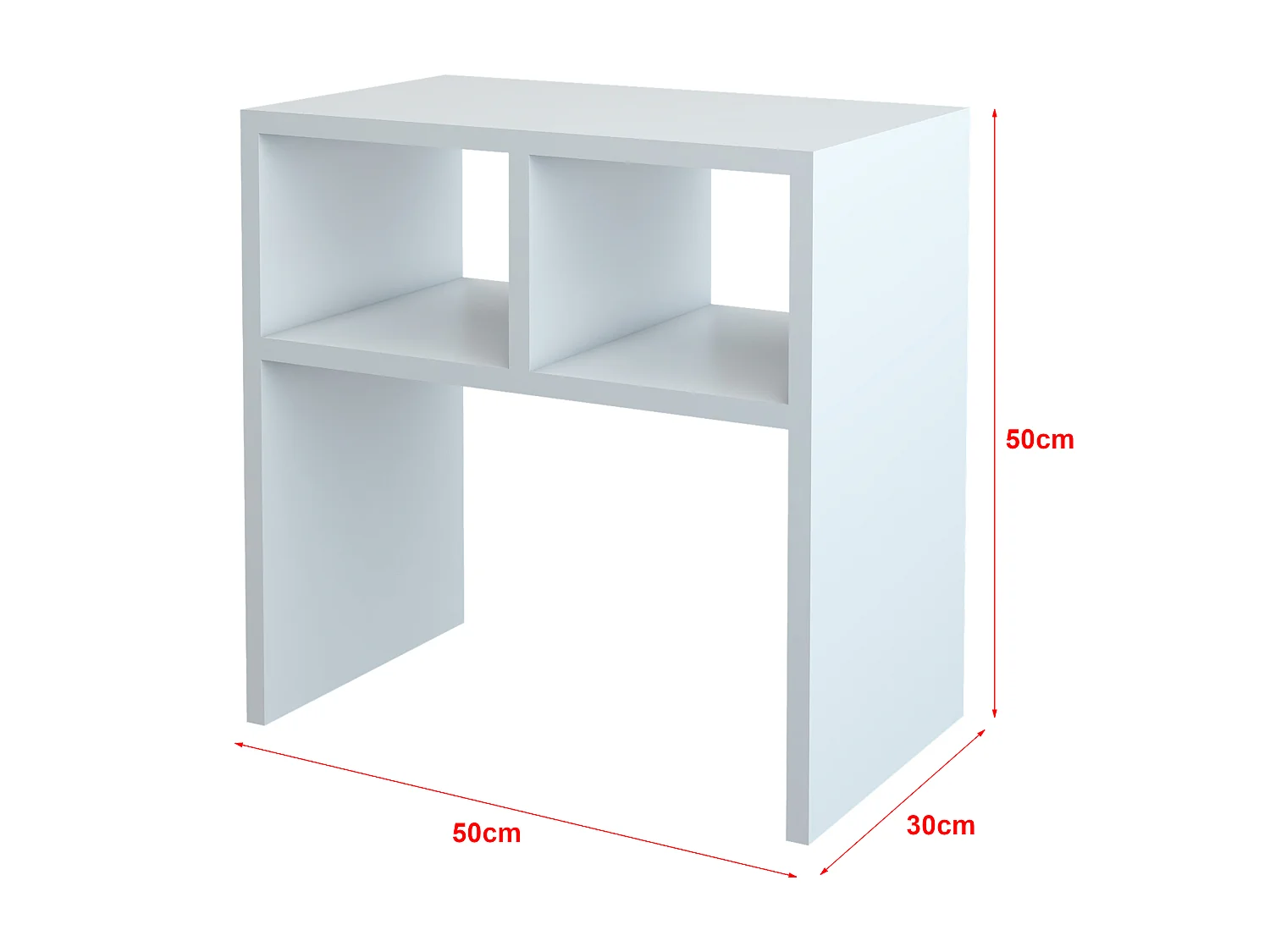 Table d'appoint rectangualire Ravnsborg avec 2 compartiments de stockage 50 x 50 x 30 cm blanc [en.casa]