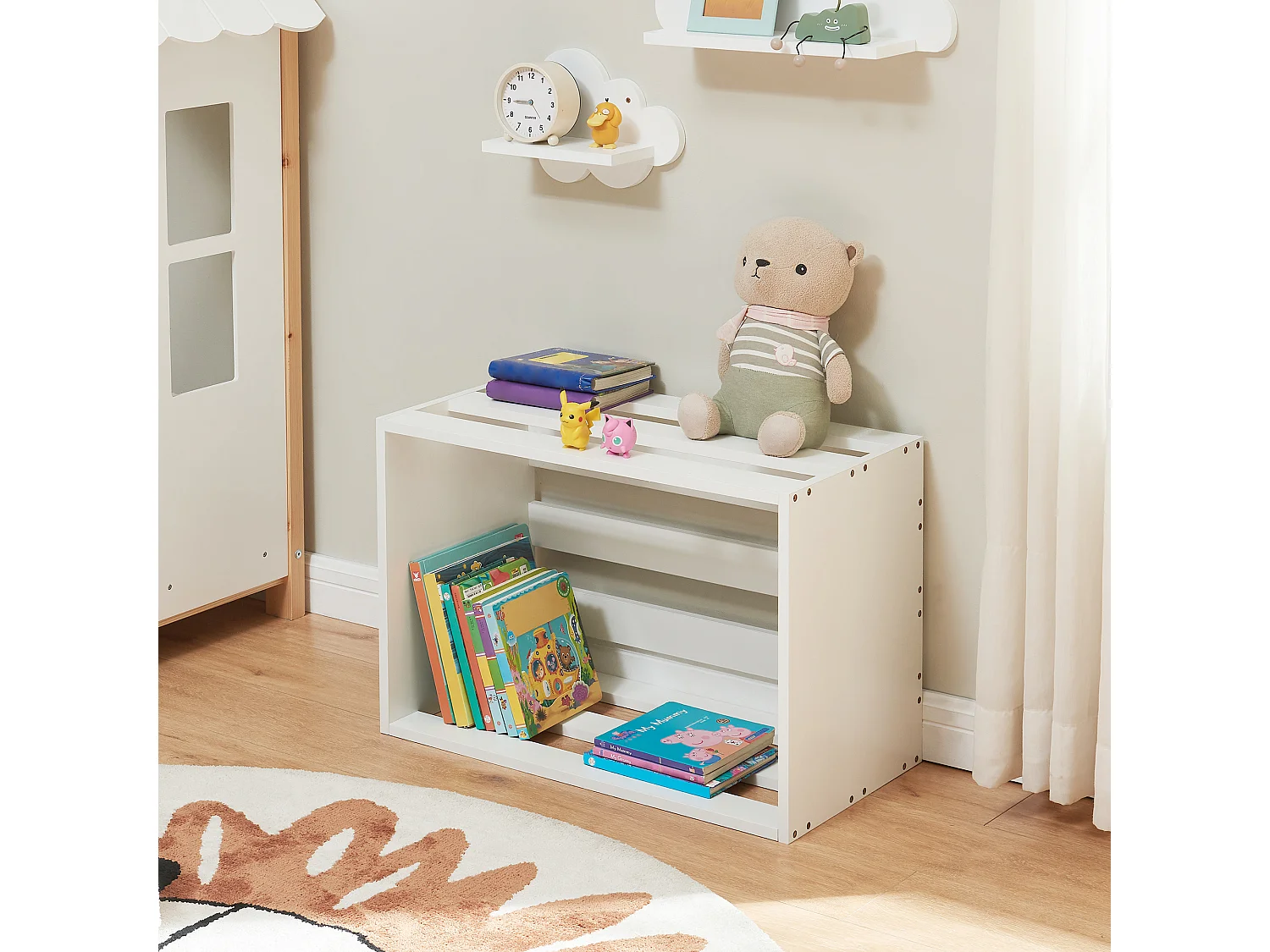 Table d'appoint rectangulaire Rønde boîte de stockage 43 x 64 x 33 cm blanc [en.casa]