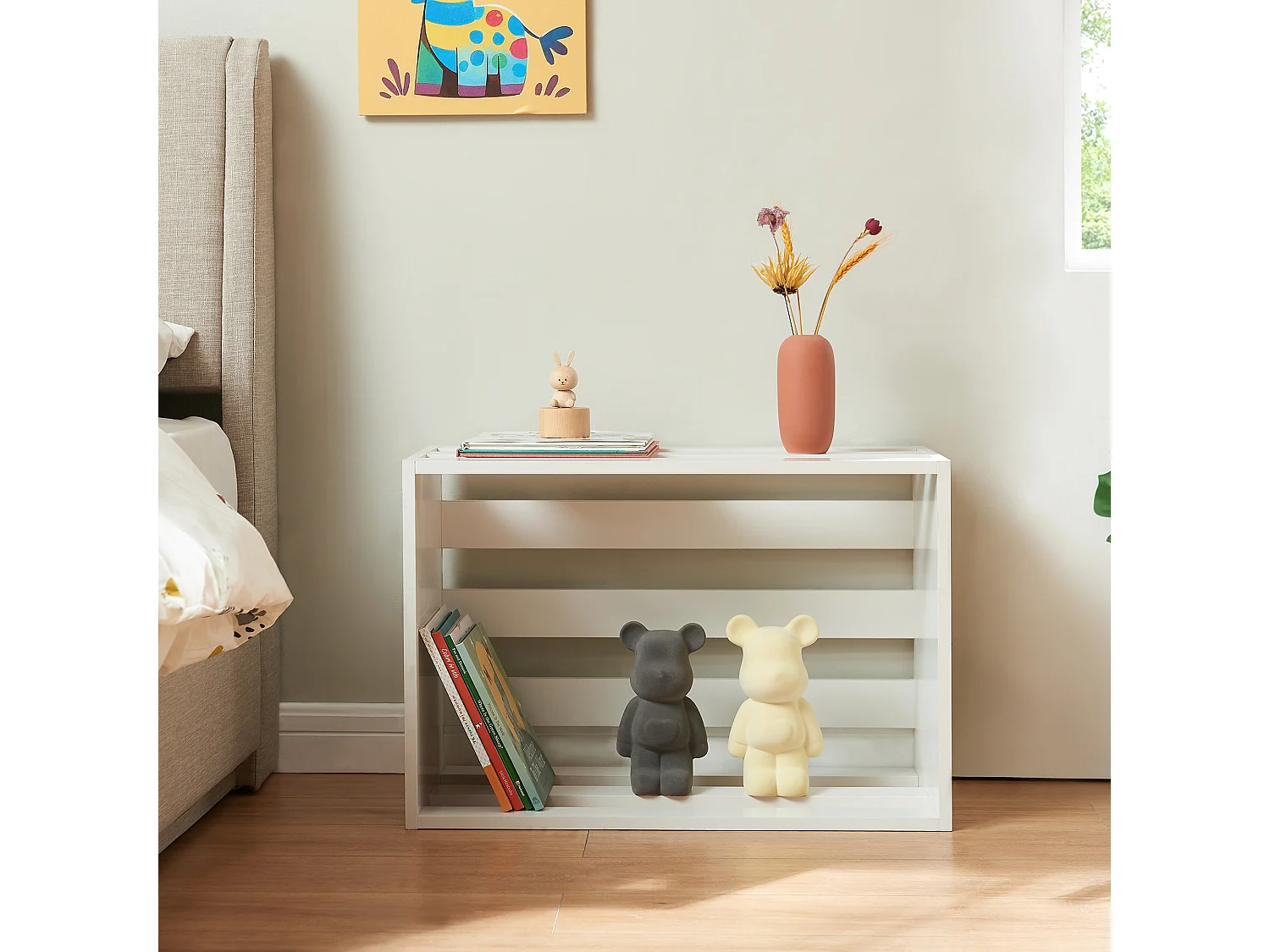 Table d'appoint rectangulaire Rønde boîte de stockage 43 x 64 x 33 cm blanc [en.casa]