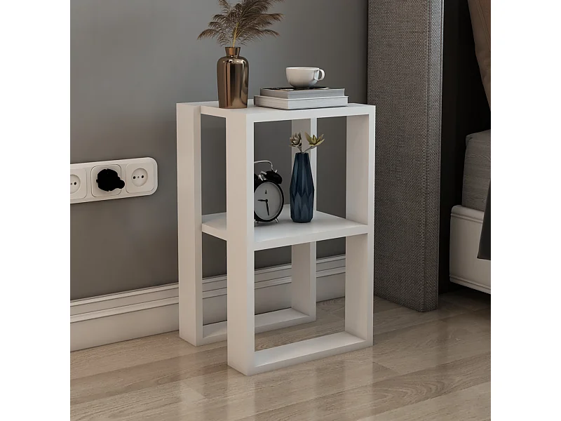 Table d'appoint carrée Thyholm avec surface de stockage 55 x 30 x 30 cm blanc [en.casa]