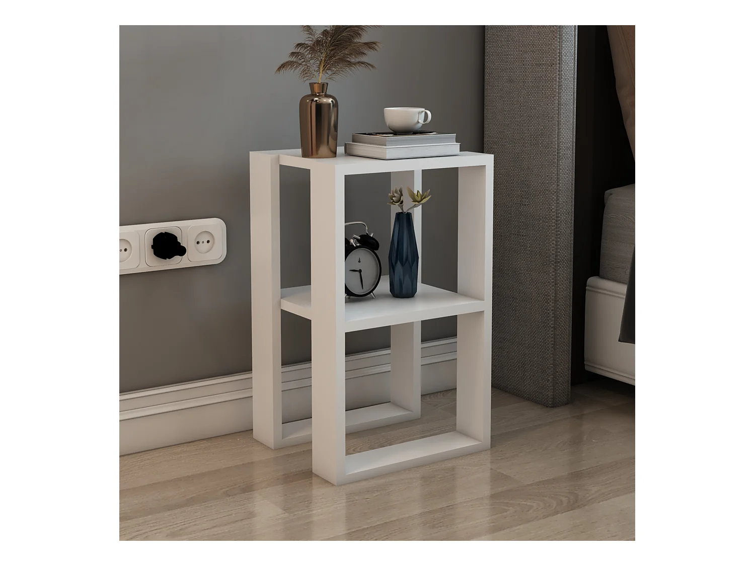 Table d'appoint carrée Thyholm avec surface de stockage 55 x 30 x 30 cm blanc [en.casa]