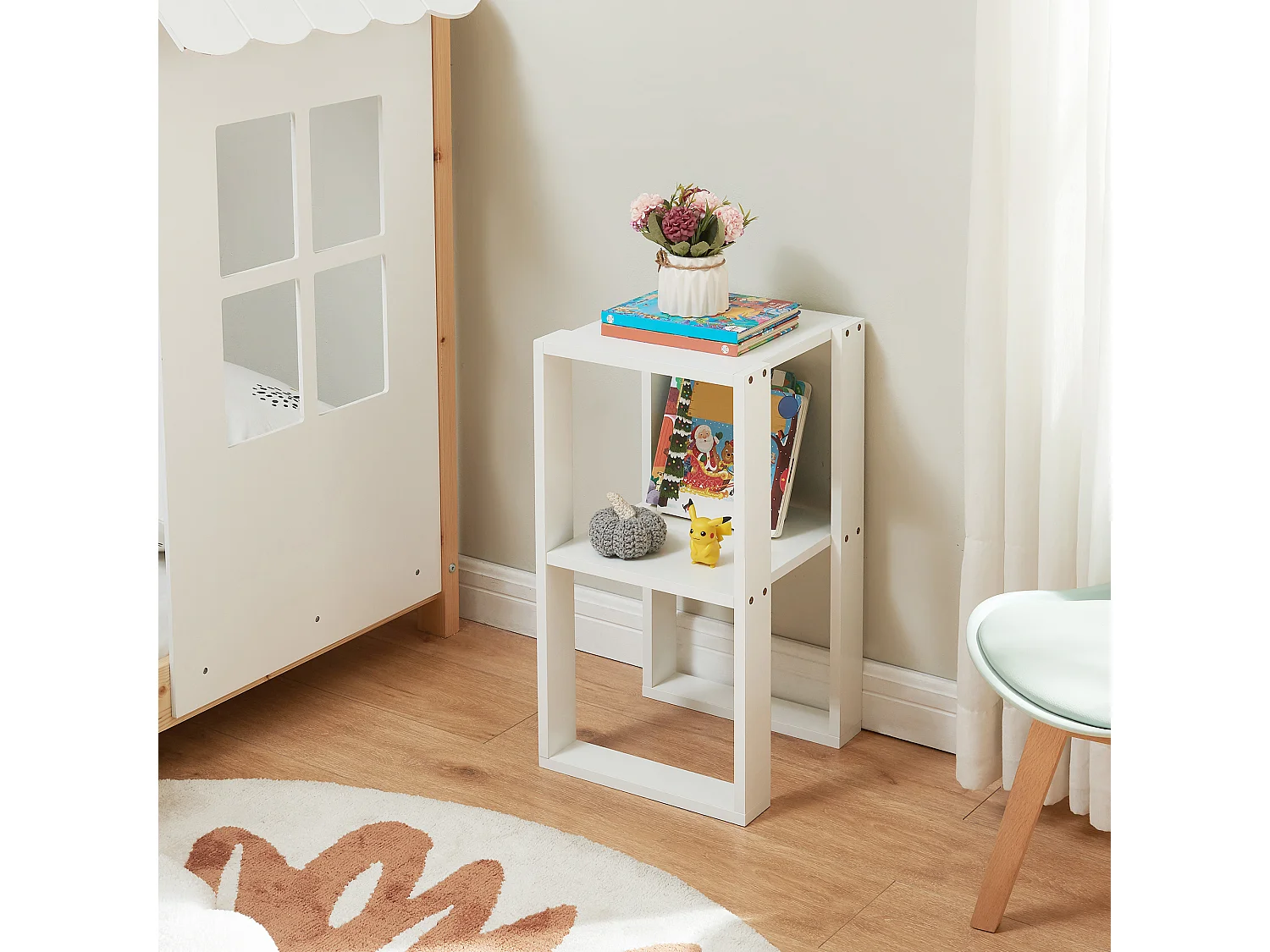 Table d'appoint carrée Thyholm avec surface de stockage 55 x 30 x 30 cm blanc [en.casa]