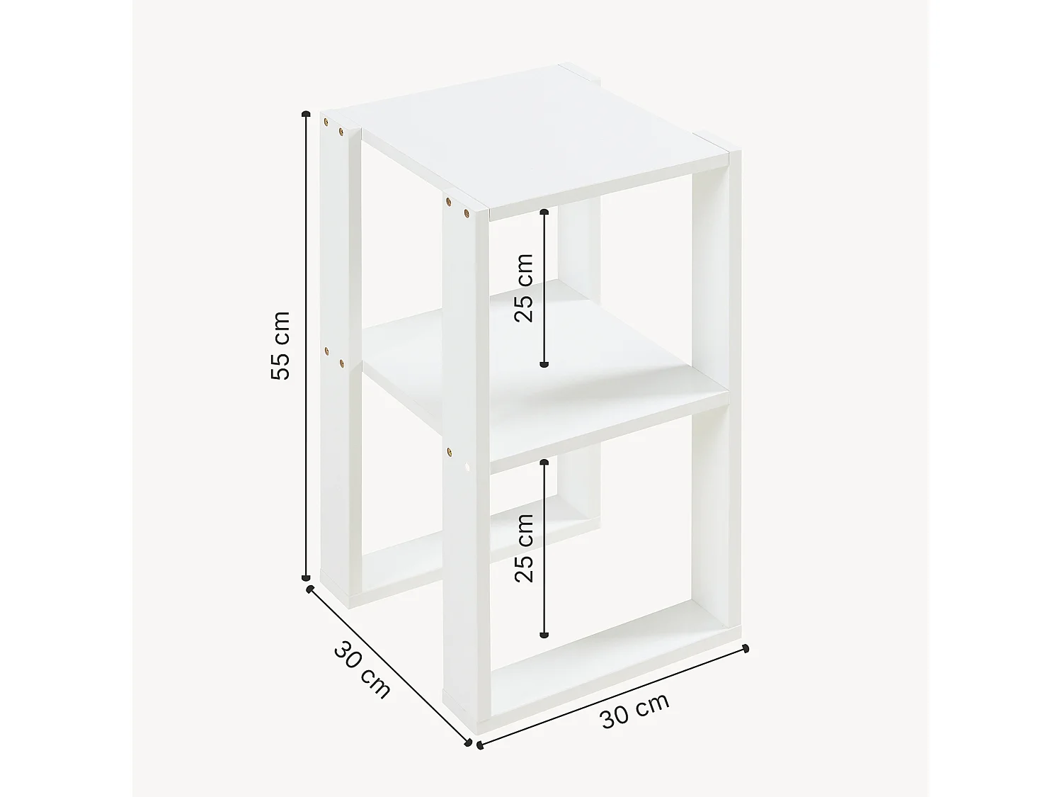 Table d'appoint carrée Thyholm avec surface de stockage 55 x 30 x 30 cm blanc [en.casa]
