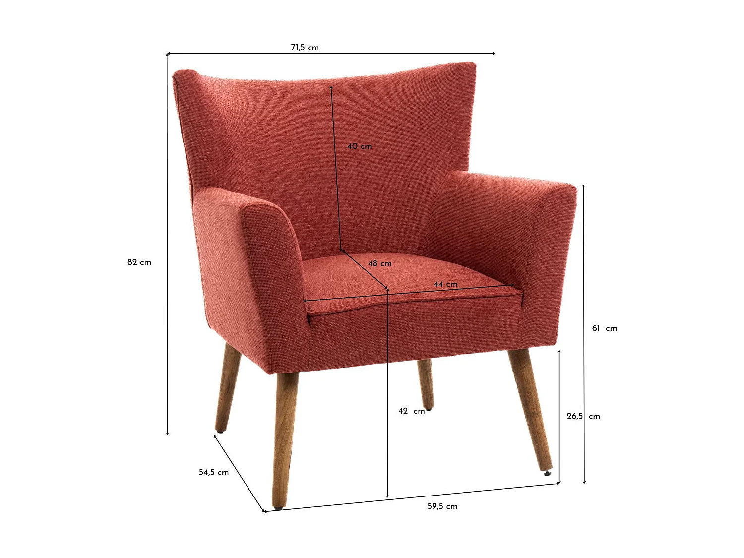 Fauteuil Leon brique