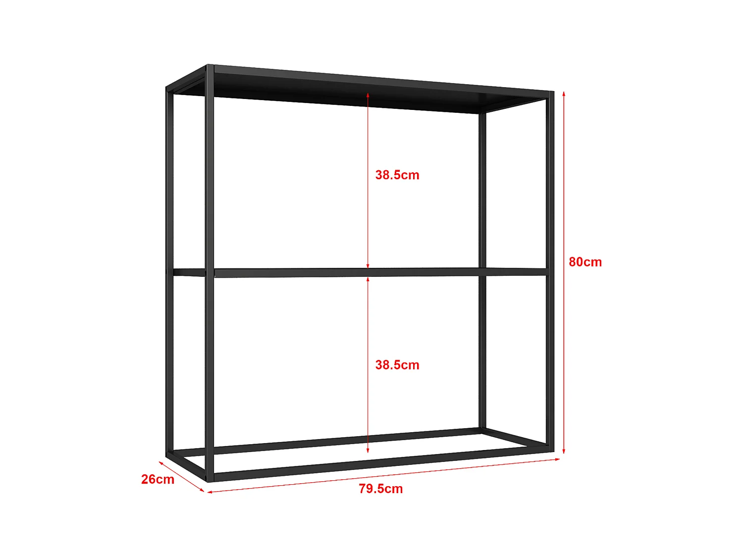 Table console Strömstad avec surface de rangement 80 x 79,5 x 26 cm noir mat [en.casa]