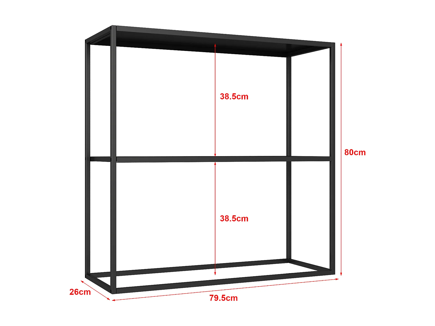 Table console Strömstad avec surface de rangement 80 x 79,5 x 26 cm noir mat [en.casa]