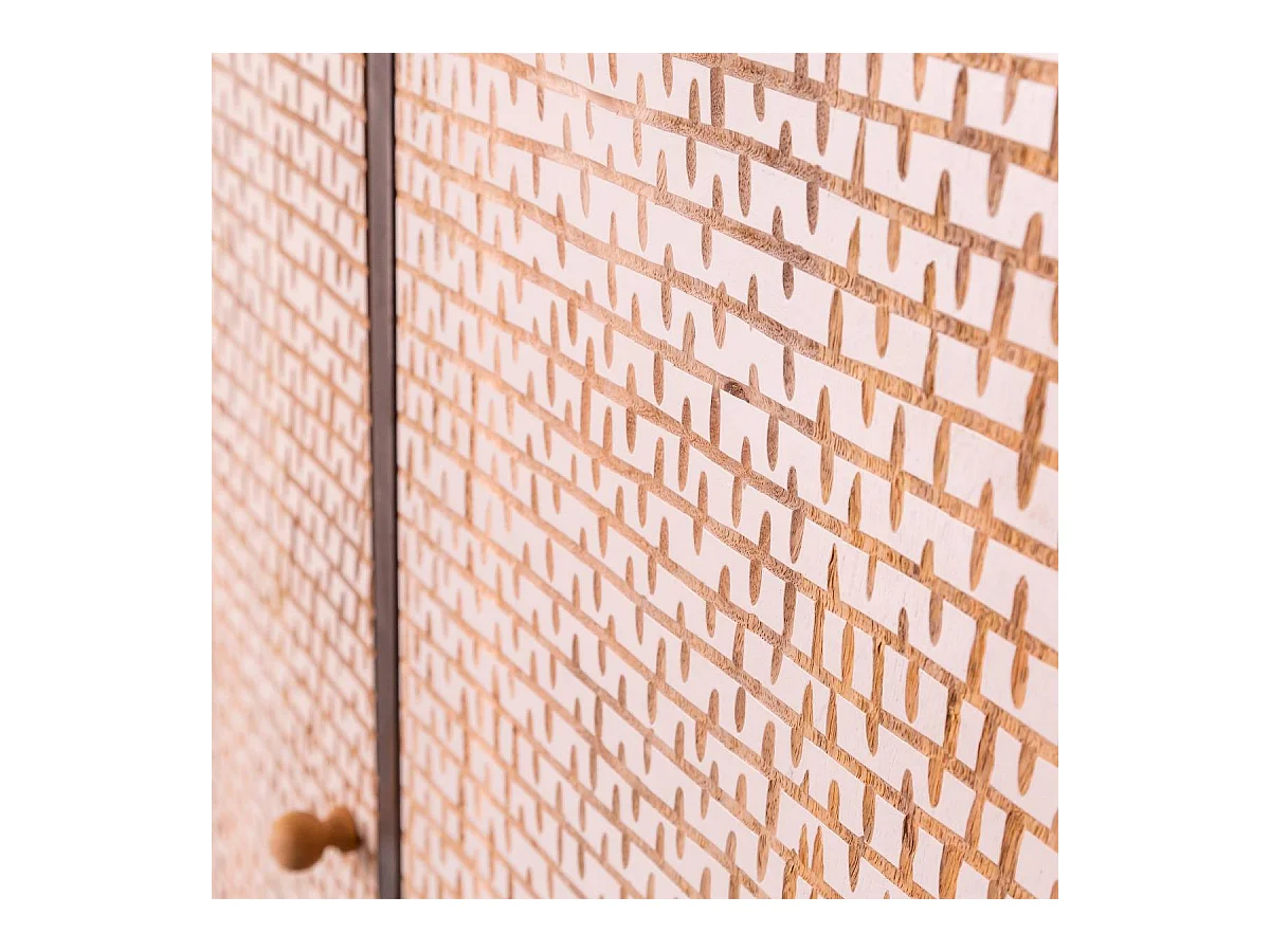 Armoire sculpté en bois de manguier et métal Luz