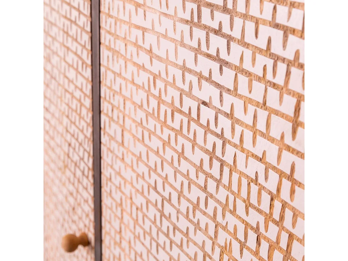 Armoire sculpté en bois de manguier et métal Luz