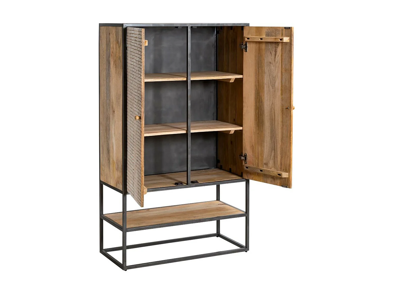 Armoire sculpté en bois de manguier et métal Luz