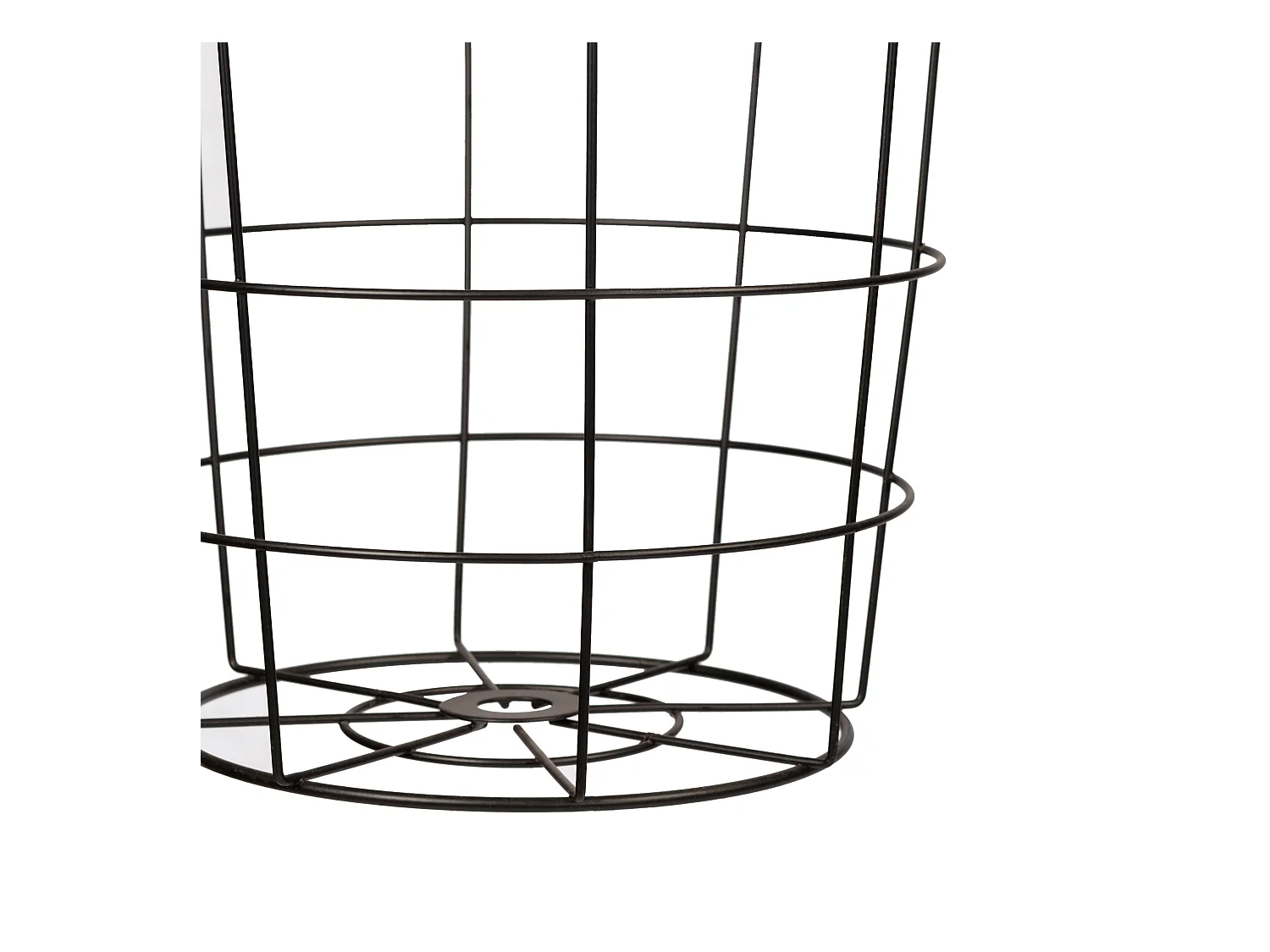 Lot de 2 paniers en métal Hundested avec plateau amovible rond noir / effet bois [en.casa]