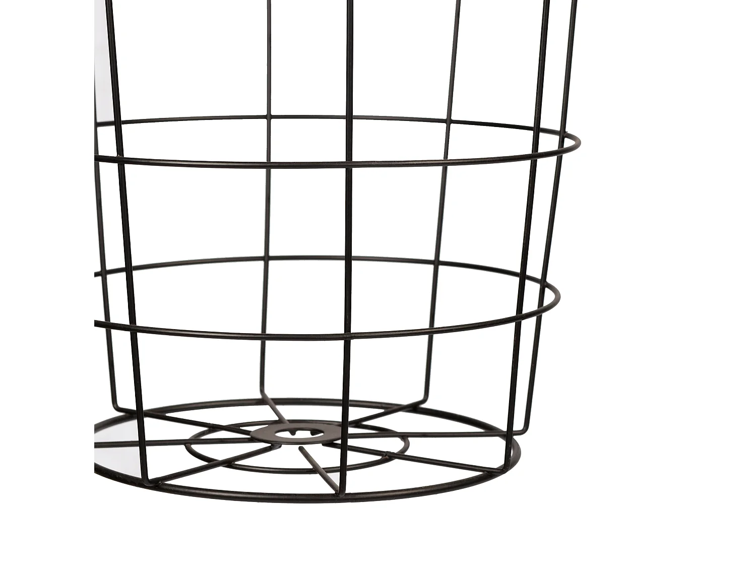 Lot de 2 paniers en métal Hundested avec plateau amovible rond noir / effet bois [en.casa]