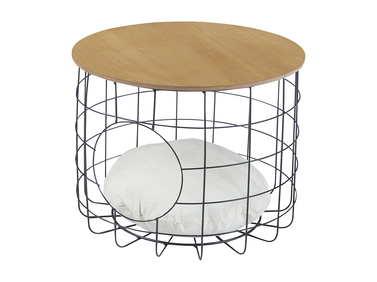 Set de 2 tables basses Haapajärvi panier avec couvercle amovible noir effet bois [en.casa]