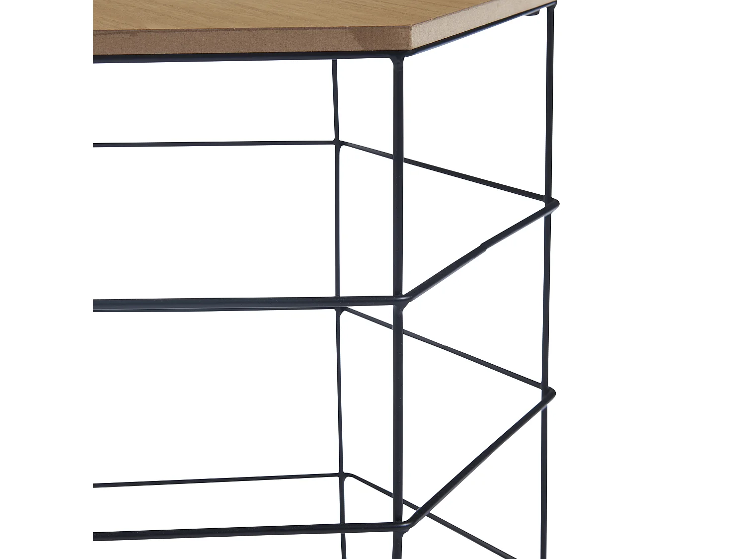 Lot de 2 paniers en métal Hørsholm avec plateau amovible hexagonal noir / effet bois [en.casa]