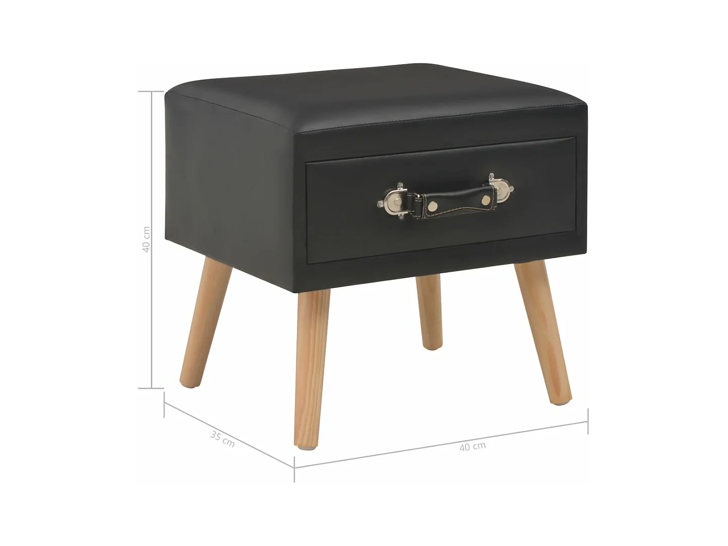 Table de nuit chevet noire 40 x 35 x 40 cm 1402103