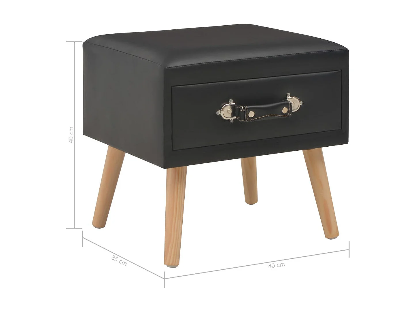 Table de nuit chevet noire 40 x 35 x 40 cm 1402103