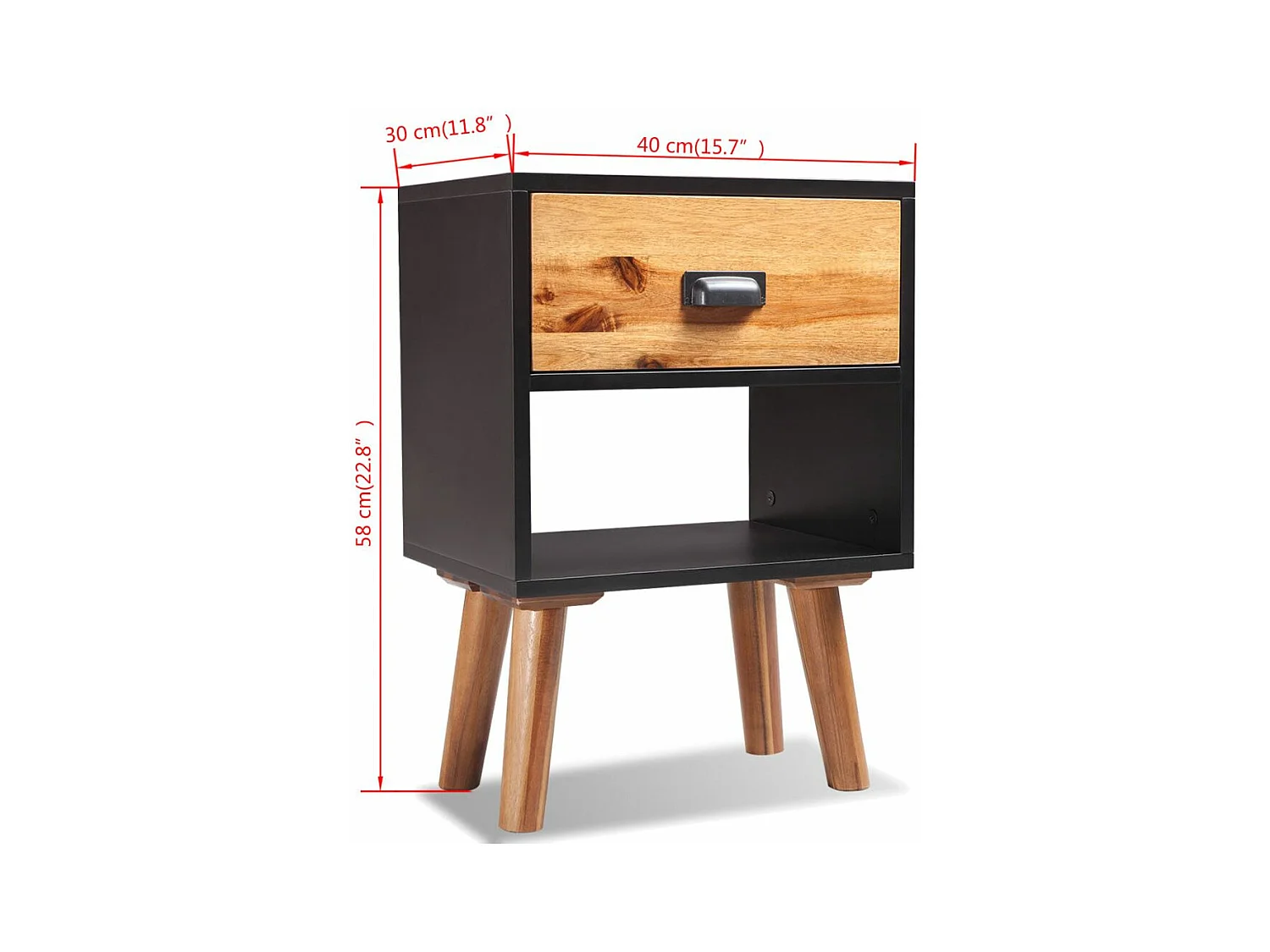 Lot de 2 tables effet bois 40 x 30 x 58 cm 1402167