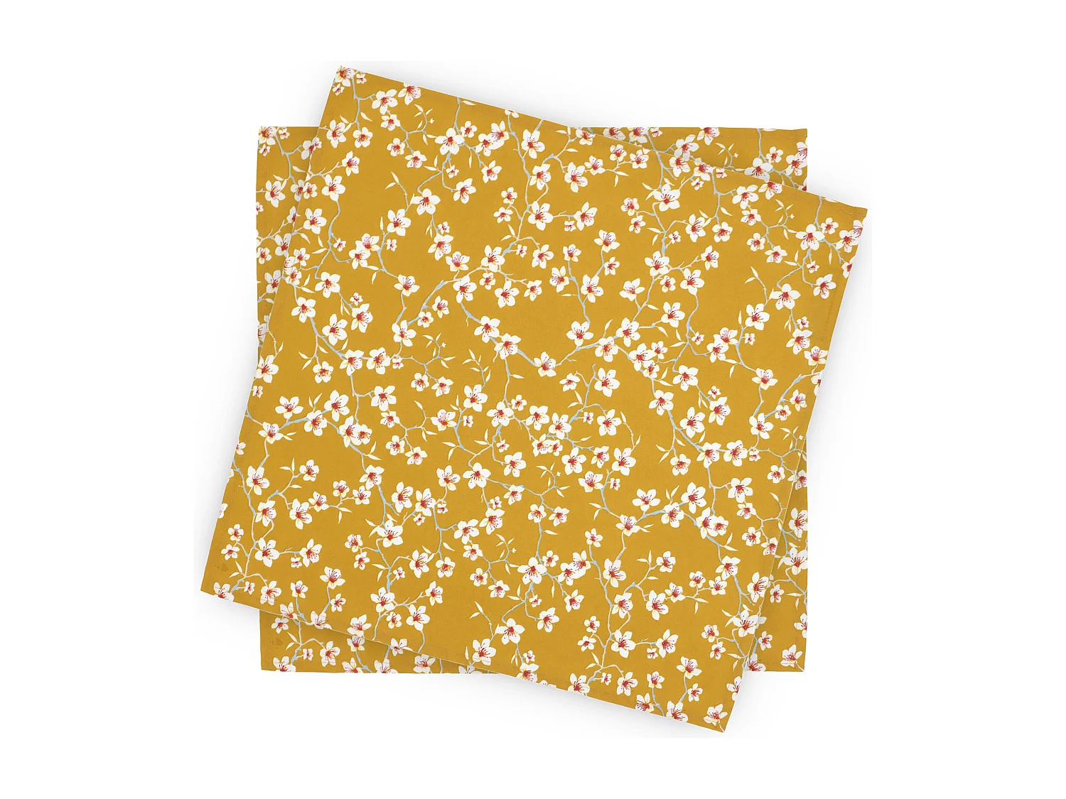 Lot de 2 sets de table enduit 45x45 cm AMANDIER jaune Safran