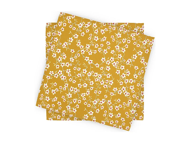 Lot de 2 sets de table enduit 45x45 cm AMANDIER jaune Safran