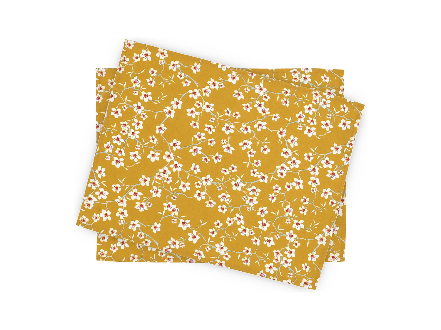 Lot de 2 sets de table enduit 35x45 cm AMANDIER jaune Safran