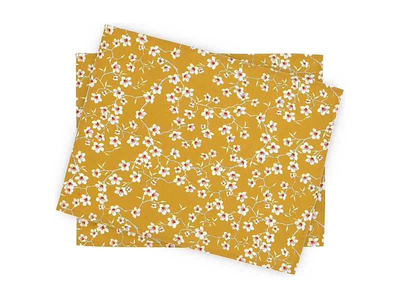 Lot de 2 sets de table enduit 35x45 cm AMANDIER jaune Safran