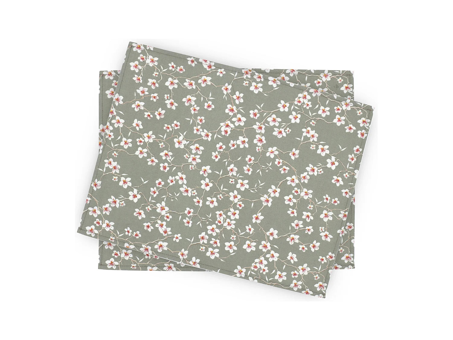 Lot de 2 sets de table enduit 35x45 cm AMANDIER vert Sauge