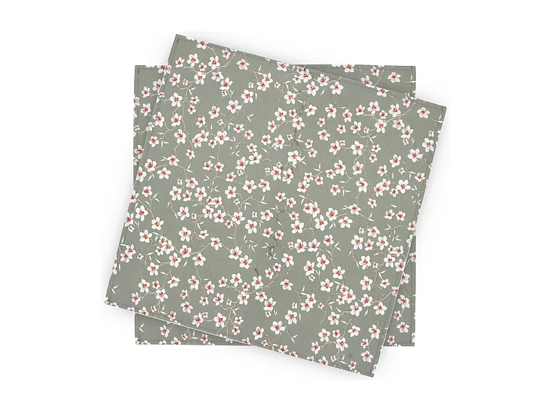 Lot de 2 sets de table enduit 45x45 cm AMANDIER vert Sauge