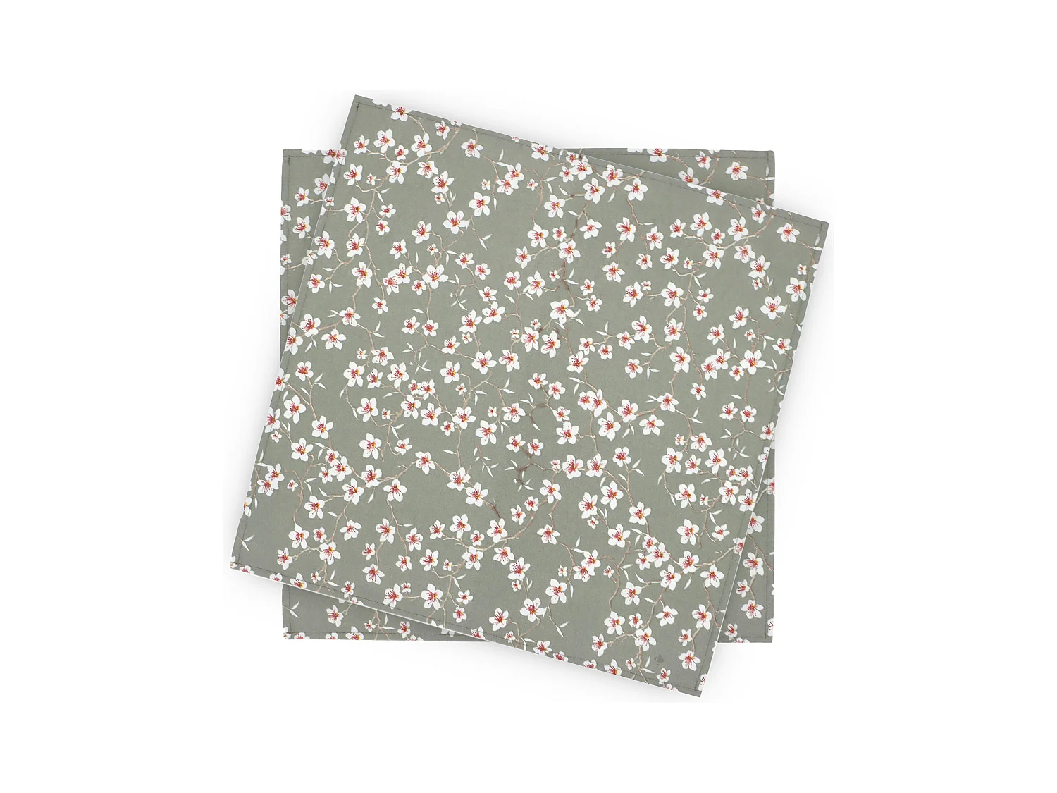 Lot de 2 sets de table enduit 45x45 cm AMANDIER vert Sauge