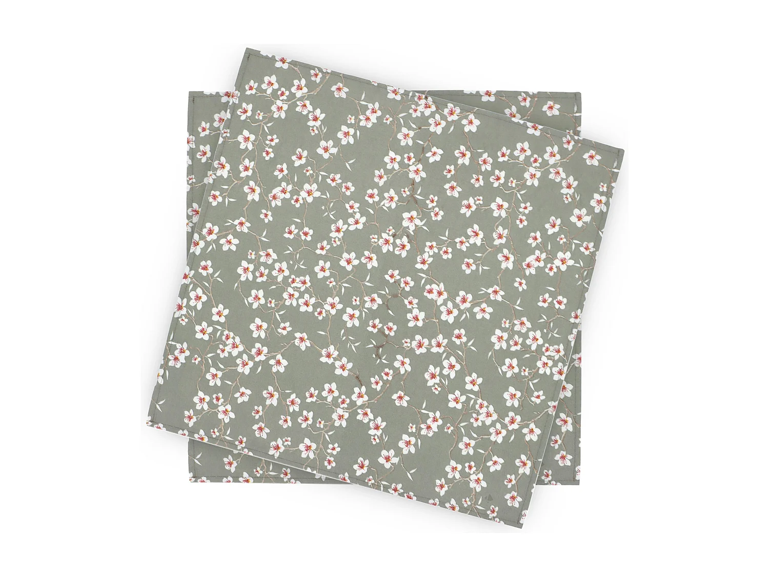 Lot de 2 sets de table enduit 45x45 cm AMANDIER vert Sauge