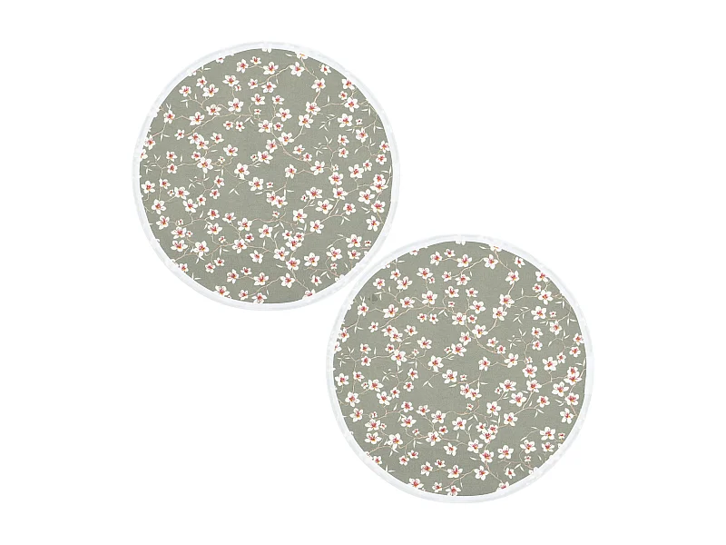 Lot de 2 sets de table enduit 38 cm AMANDIER vert Sauge