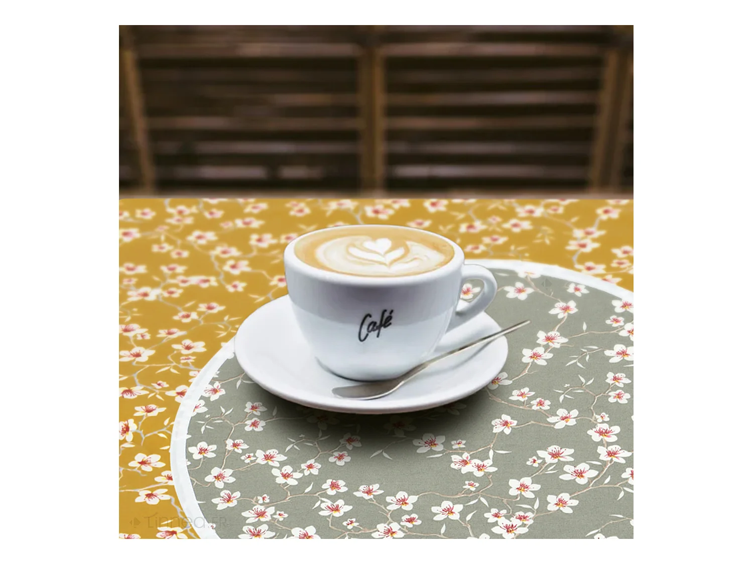 Lot de 2 sets de table enduit 38 cm AMANDIER vert Sauge