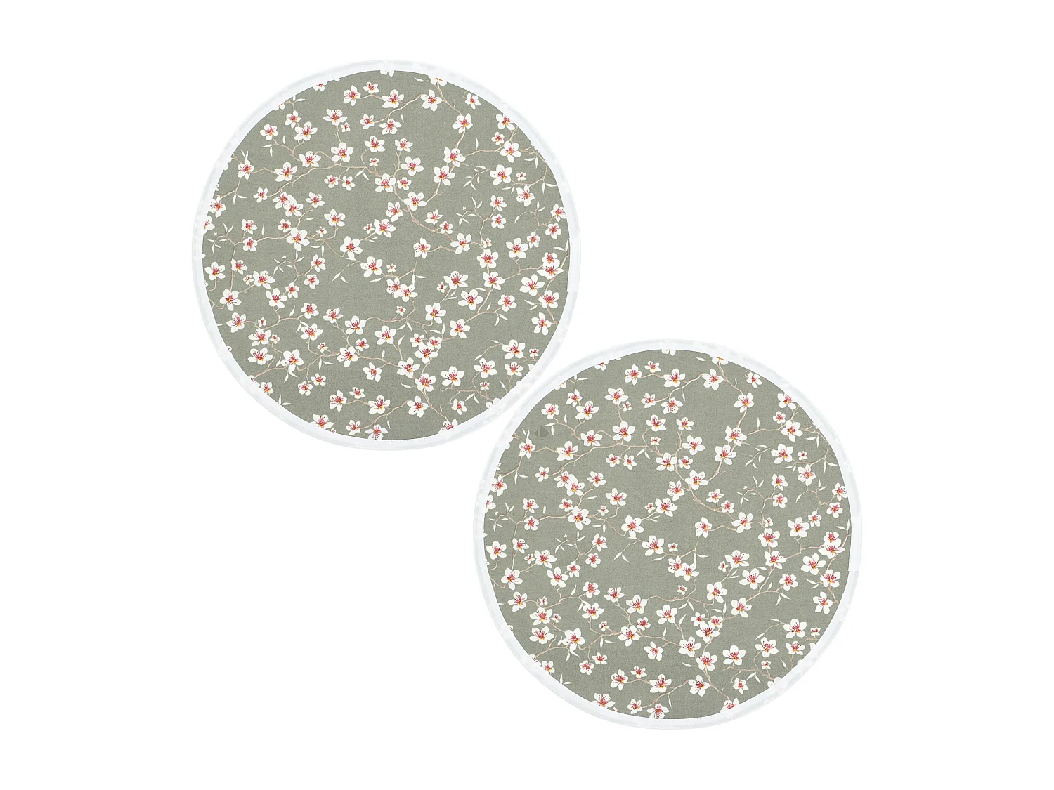 Lot de 2 sets de table enduit 38 cm AMANDIER vert Sauge