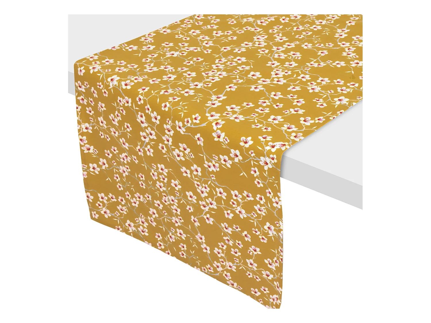 Chemin de table enduit 45x150 cm AMANDIER jaune Safran