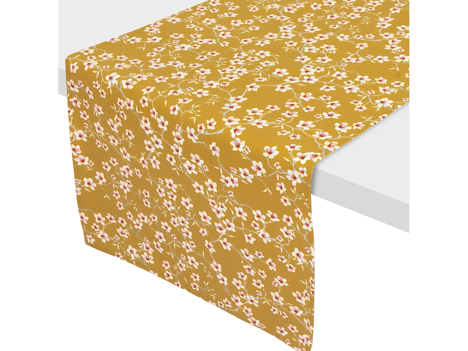 Chemin de table enduit 45x150 cm AMANDIER jaune Safran