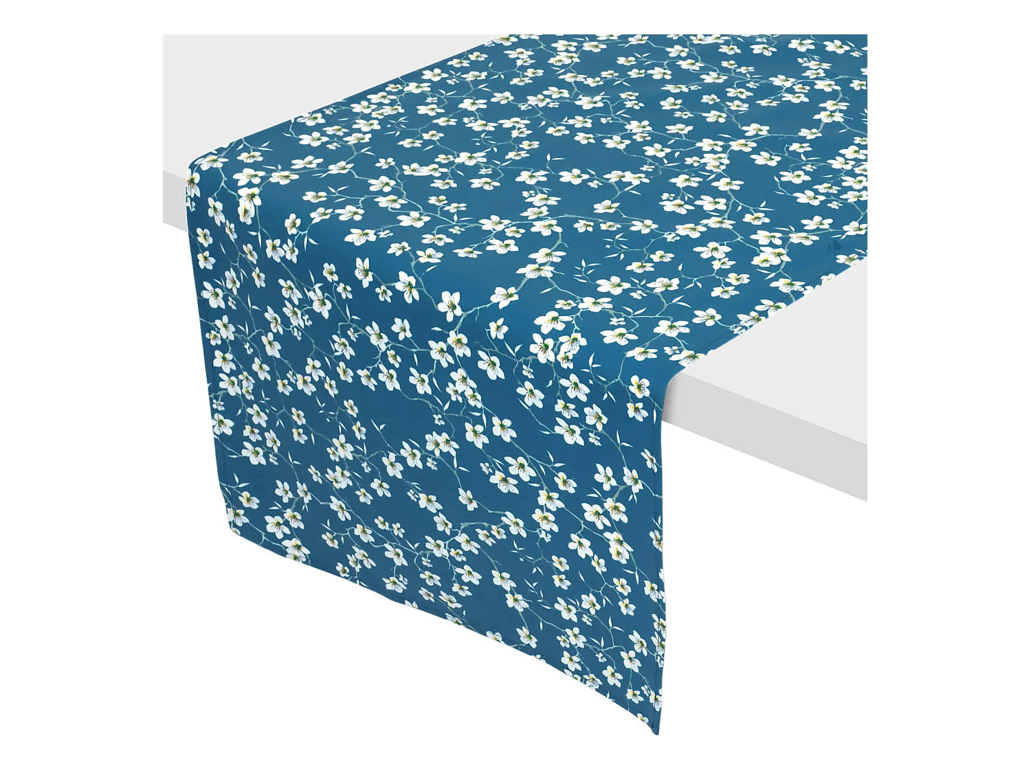 Chemin de table enduit 45x150 cm AMANDIER Bleu