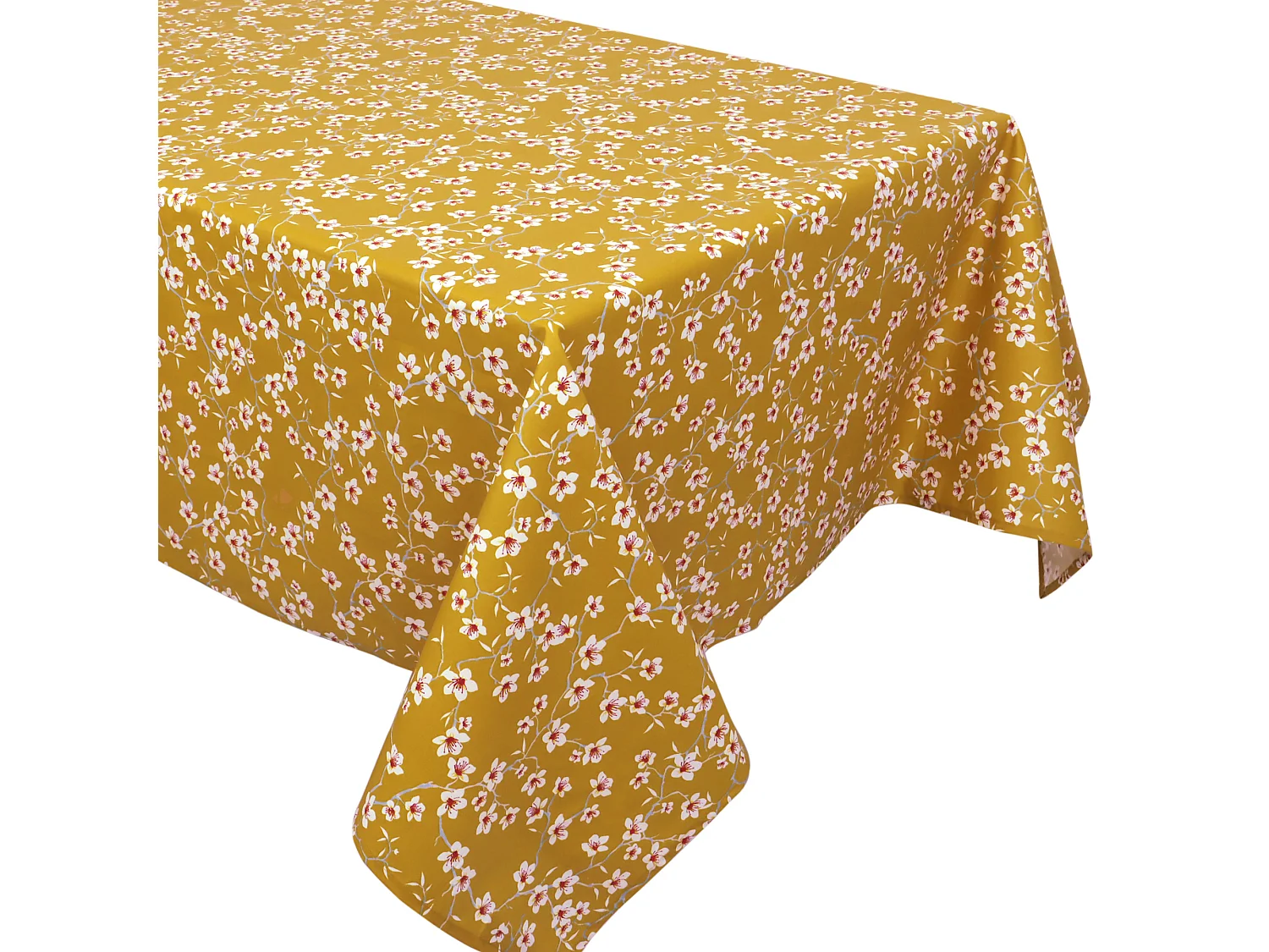 Nappe rectangle enduit 150x200 cm AMANDIER jaune Safran