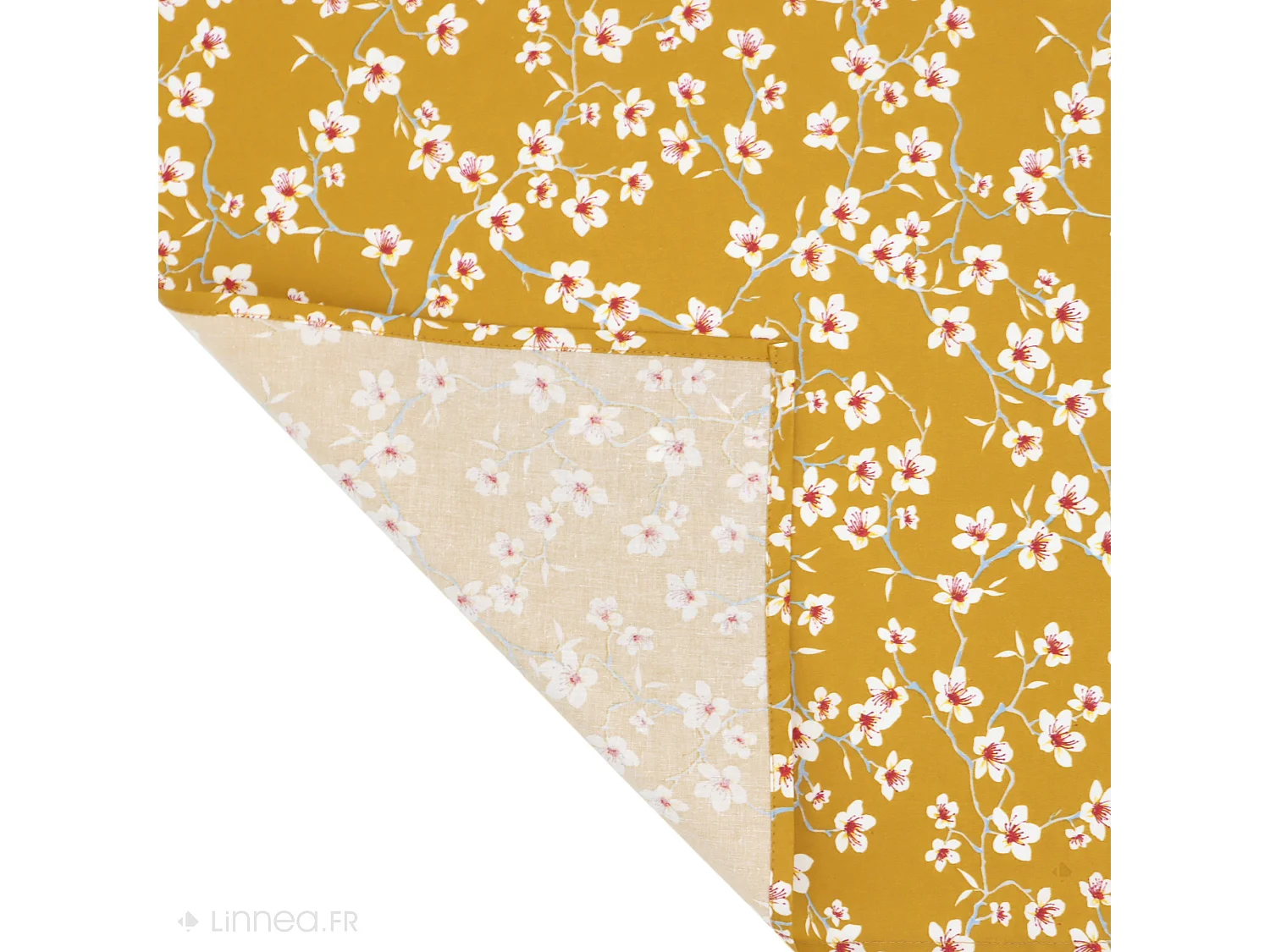 Nappe rectangle enduit 150x200 cm AMANDIER jaune Safran